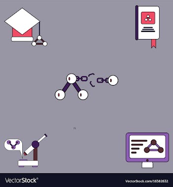 Collection of icons and molecules and atoms vector image