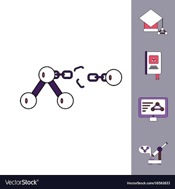 Collection of icons and molecules and atoms vector image