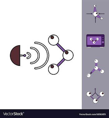 Collection of icons and molecules and atoms vector image