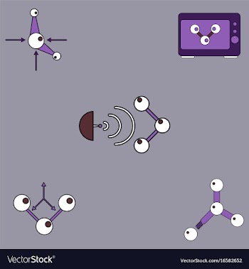 Collection of icons and molecules and atoms vector image