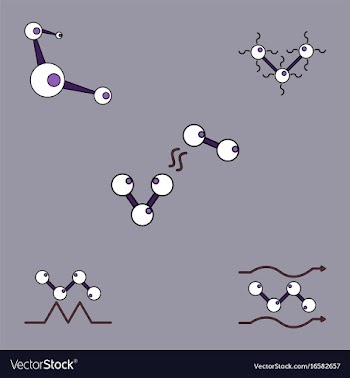 Collection of icons and molecules and atoms vector image