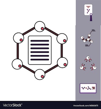 Collection of icons and molecules and atoms vector image