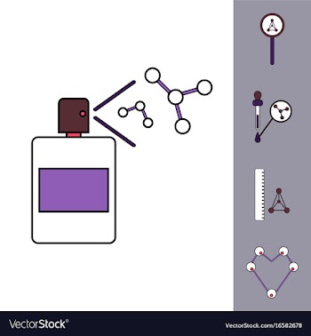 Collection of icons and molecules and atoms vector image
