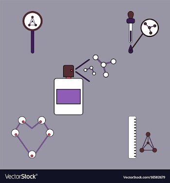 Collection of icons and molecules and atoms vector image