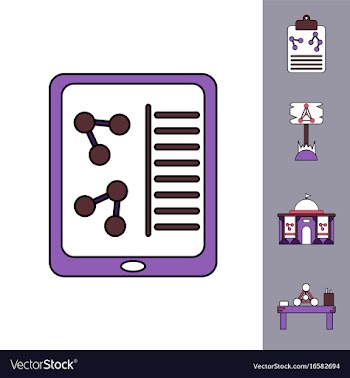 Collection of icons and molecules and atoms vector image