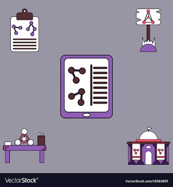 Collection of icons and molecules and atoms vector image