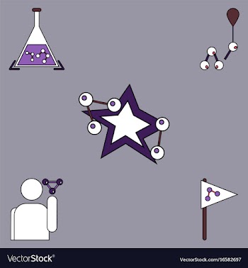 Collection of icons and molecules and atoms vector image