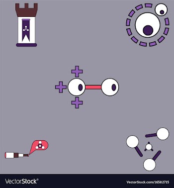 Collection of icons and molecules and atoms vector image