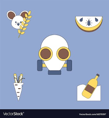Collection of icons and nature pollution vector image
