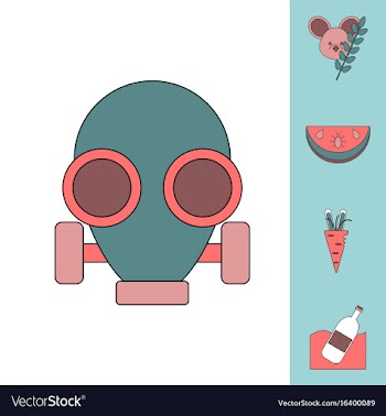 Collection of icons and nature pollution vector image