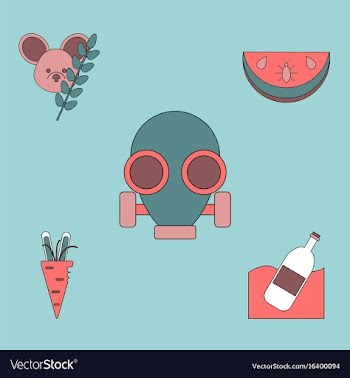 Collection of icons and nature pollution vector image