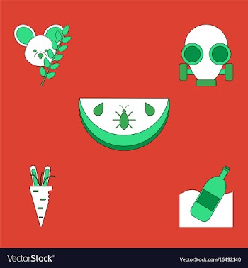 Collection of icons and nature pollution vector image