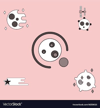 Collection of icons and planets and stars vector image