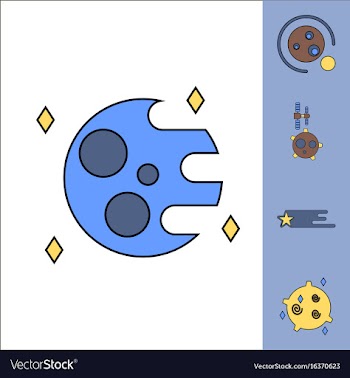 Collection of icons and planets and stars vector image