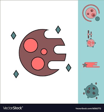 Collection of icons and planets and stars vector image