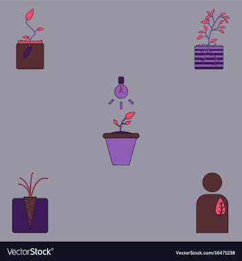 Collection of icons and plants stages vector image