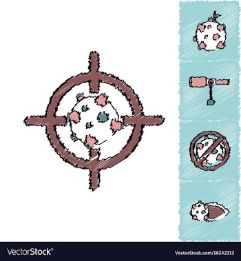 Collection of icons and space concept in stroke vector image