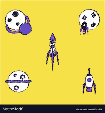 Collection of icons and space concept in stroke vector image