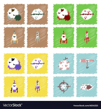 Collection of icons and space concept in stroke vector image
