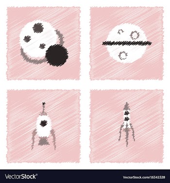 Collection of icons and space concept in stroke vector image