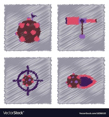 Collection of icons and space concept in stroke vector image