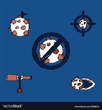 Collection of icons and space concept in stroke vector image