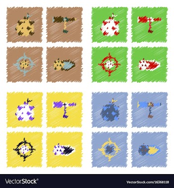 Collection of icons and space concept in stroke vector image