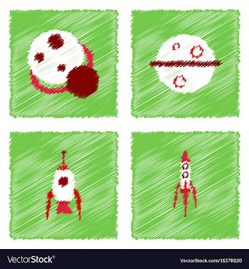 Collection of icons and space concept in stroke vector image