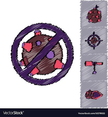 Collection of icons and space concept in stroke vector image
