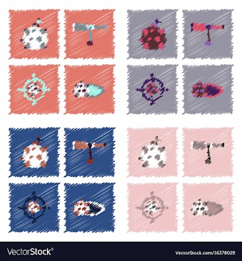Collection of icons and space concept in stroke vector image