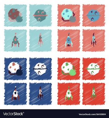 Collection of icons and space concept in stroke vector image