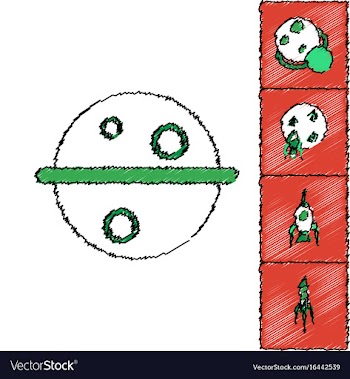 Collection of icons and space concept in stroke vector image
