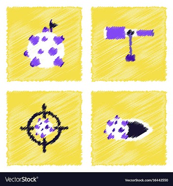Collection of icons and space concept in stroke vector image
