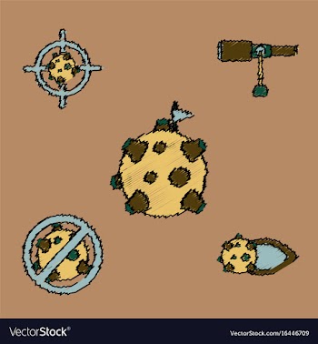 Collection of icons and space concept in stroke vector image