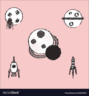 Collection of icons and space concept in stroke vector image