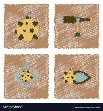 Collection of icons and space concept in stroke vector image