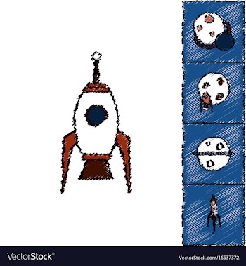Collection of icons and space concept in stroke vector image