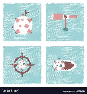 Collection of icons and space concept in stroke vector image