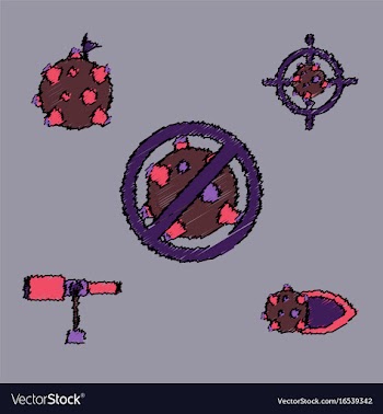 Collection of icons and space concept in stroke vector image