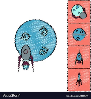 Collection of icons and space concept in stroke vector image