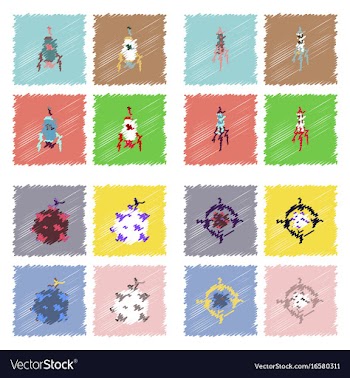 Collection of icons and space concept in stroke vector image
