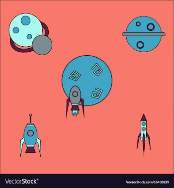 Collection of icons and space concept vector image