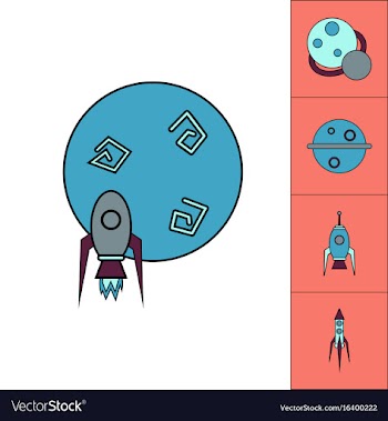 Collection of icons and space concept vector image