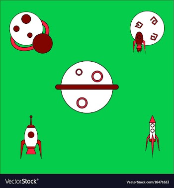 Collection of icons and space concept vector image