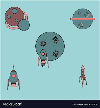 Collection of icons and space concept vector image