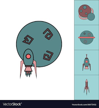 Collection of icons and space concept vector image