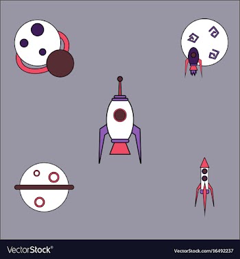 Collection of icons and space concept vector image