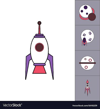 Collection of icons and space concept vector image