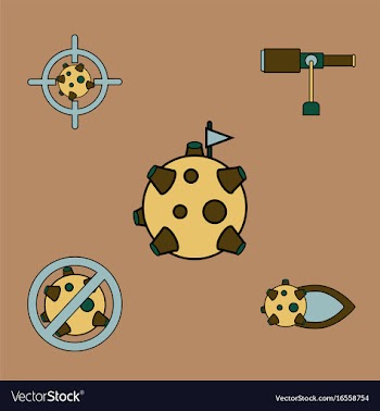 Collection of icons and space concept vector image