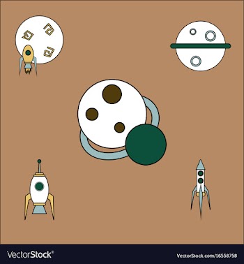 Collection of icons and space concept vector image